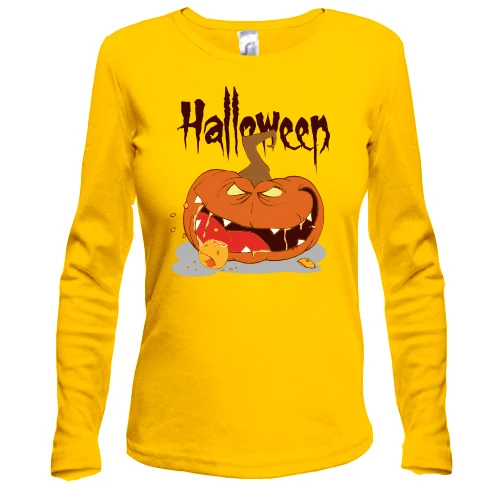 Женский лонгслив Halloween Зубастая Тыква