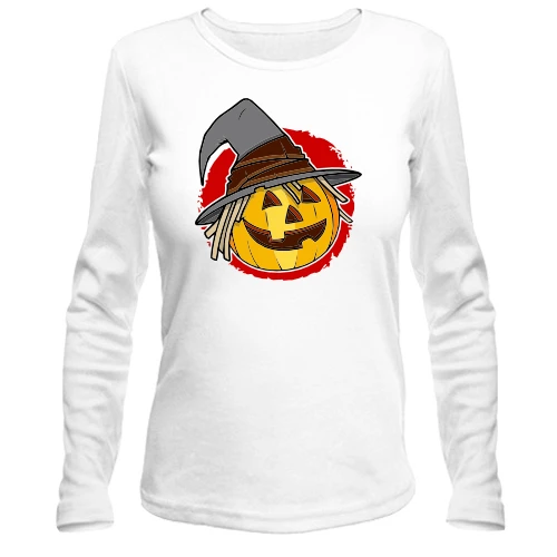 Женский лонгслив Halloween Тыква в шляпе