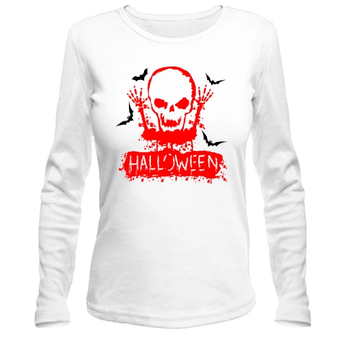 Женский лонгслив Halloween Череп с воронами