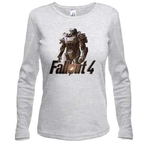 Женский лонгслив, серый меланж, Fallout 4 Робот