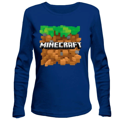 Женский лонгслив с блоком земли и логотипом Minecraft