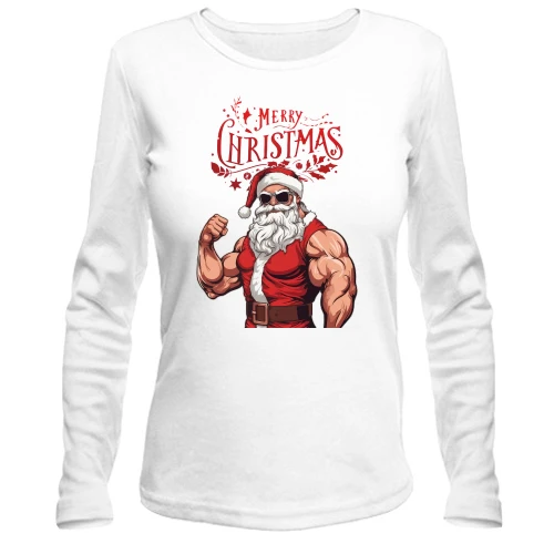Женский лонгслив Крутой Санта - Merry Christmas (2)