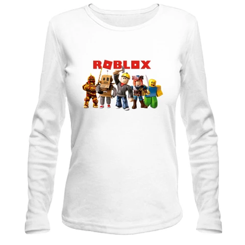 Женский лонгслив, Белый, с шестью персонажами Roblox