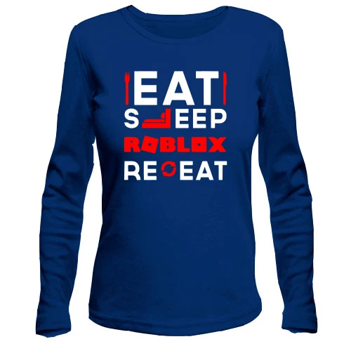 Женский лонгслив, Синий, Eat Sleep Roblox Repeat