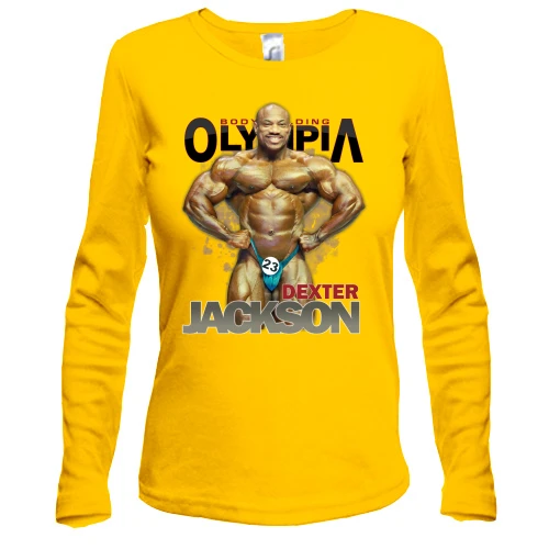 Женский лонгслив, Желтый, Bodybuilding Olympia - Dexter Jackson