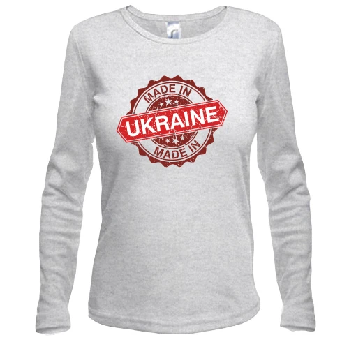 Женский лонгслив с красным штампом «Made in Ukraine»
