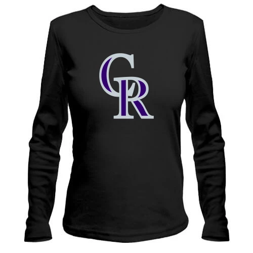 Женский лонгслив, черный, Колорадо Рокиз
