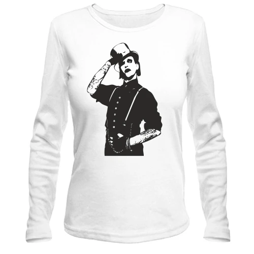 Женский лонгслив, Белый, Marilyn Manson