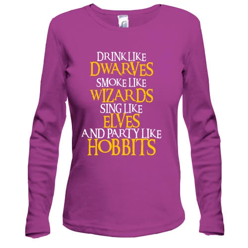 Женский лонгслив, фиолетовый, Party like Hobbits