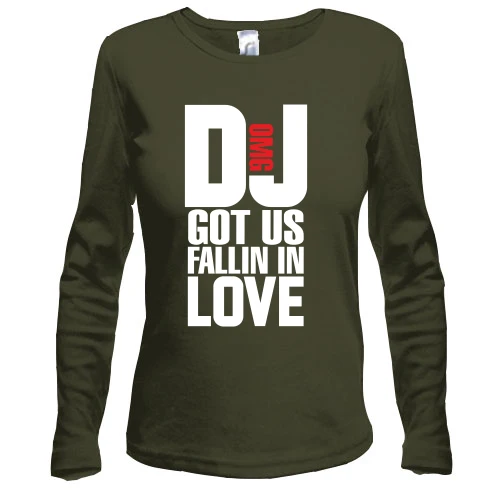 Женский лонгслив с надписью DJ got us fallin in love