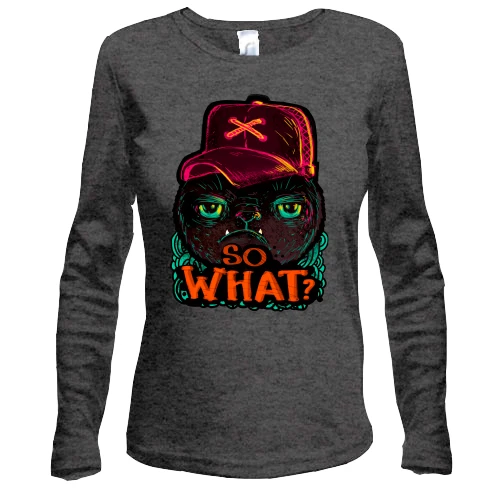 Жіночий лонгслів з котом So what?