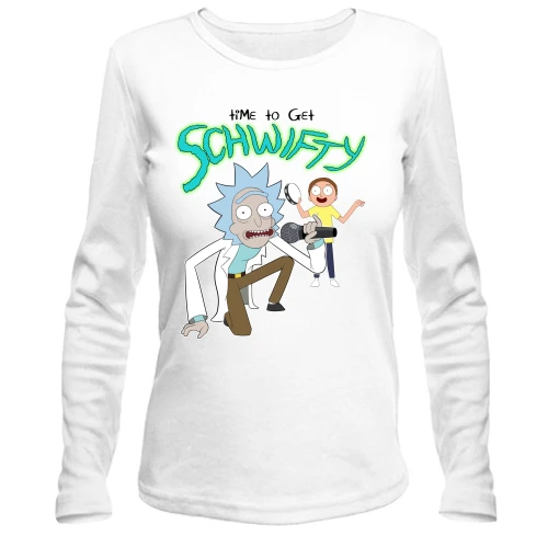 Женский лонгслив, Белый, Time to get Schwifty