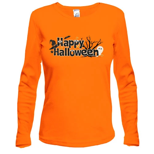 Женский лонгслив с надписью Happy Halloween (2)
