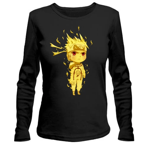 Женский лонгслив, Черный, Naruto Kyuubi Mode Chibi