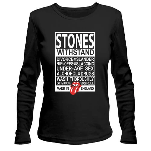 Женский лонгслив, Черный, Rolling Stones Made in Englad