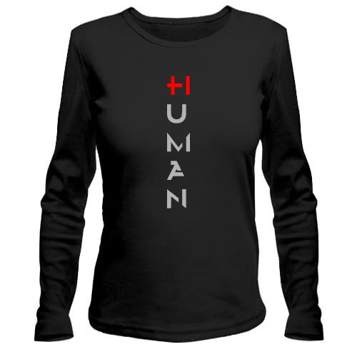 Жіночий лонгслів HI HUMAN з червоним плюсом