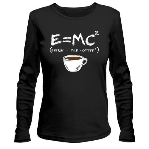 Жіночий лонгслів E=MC2 (Energy = Milk x Coffee)