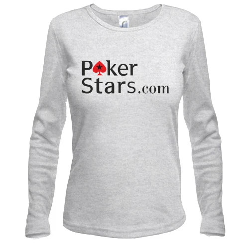 Женский лонгслив, Серый меланж, Poker Stars.com