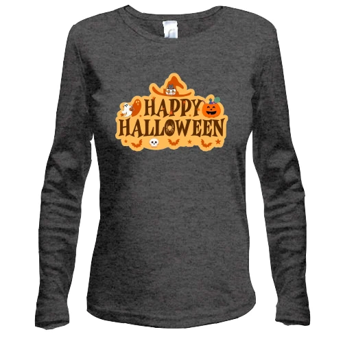 Женский лонгслив Happy Halloween (Вывеска)