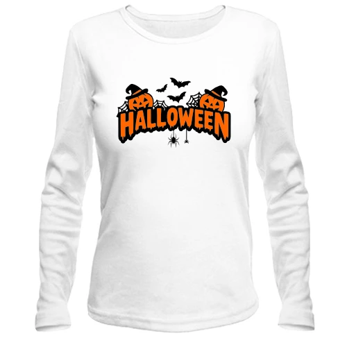 Жіночий лонгслів Напис Halloween з гарбузами