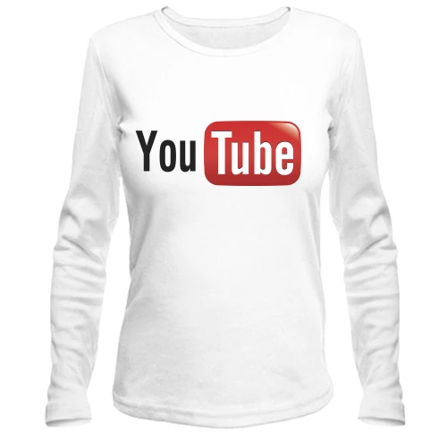 Женский лонгслив, белый, с логотипом YouTube