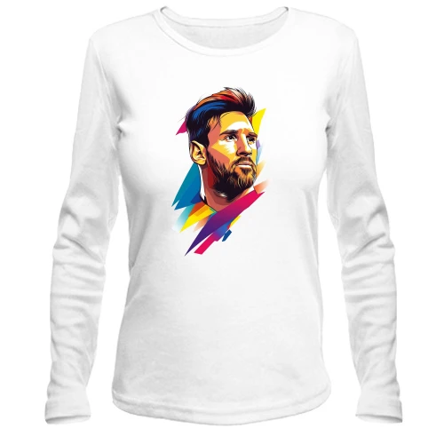Женский лонгслив, белый, Messi ART