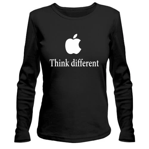 Женский лонгслив, черный, Think different