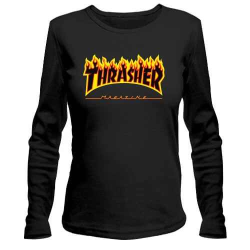 Женский лонгслив, черный, Thrasher Fire