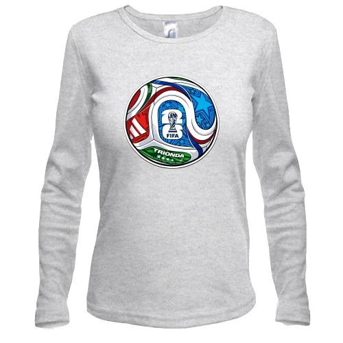 Женский лонгслив, серый меланж, Мяч Чемпионата Мира 2026