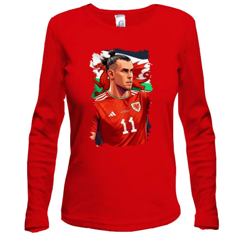 Женский лонгслив, красный, Gareth Bale