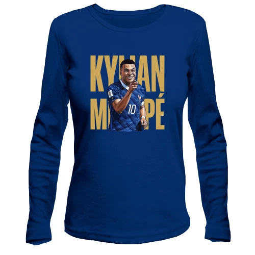 Женский лонгслив, синий, Kylian Mbappé (4)