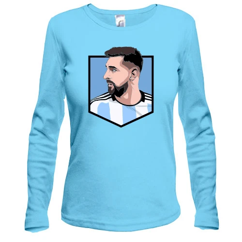 Женский лонгслив, синий, Lionel Messi logo