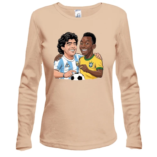 Женский лонгслив, бежевый, Maradona & Pele