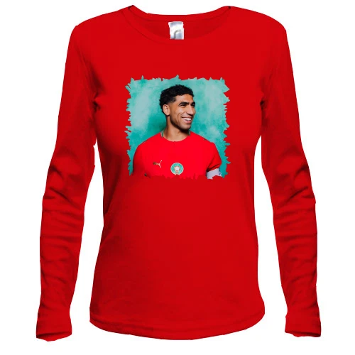Женский лонгслив, красный, Achraf Hakimi