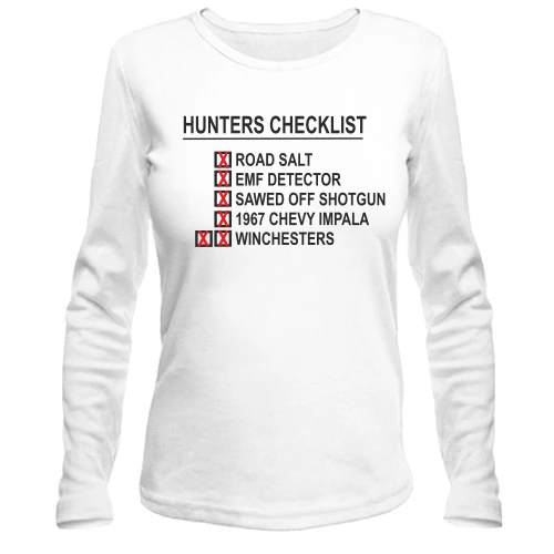 Жіночий лонгслів с принтом Hunters checklist