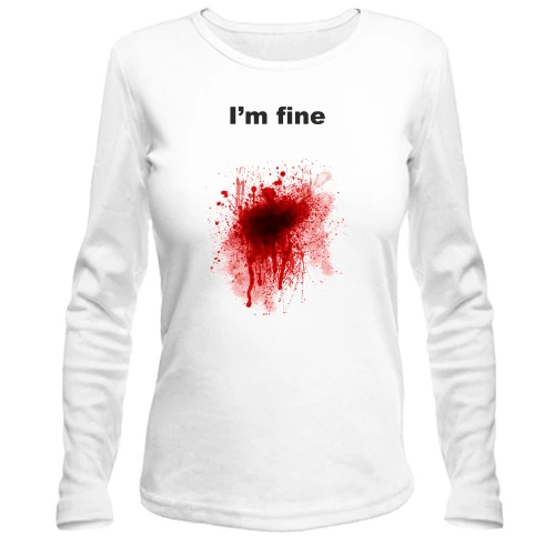 Женский лонгслив, белый, "I'm fine"