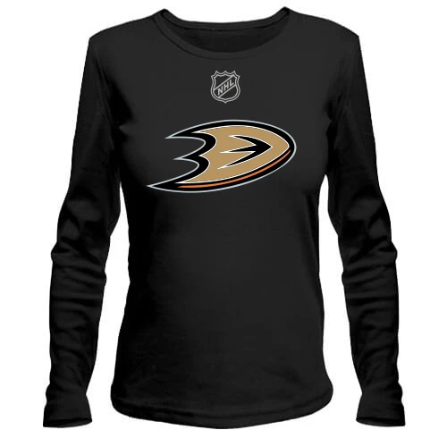 Женский лонгслив, Черный, Anaheim Ducks (D-лого)