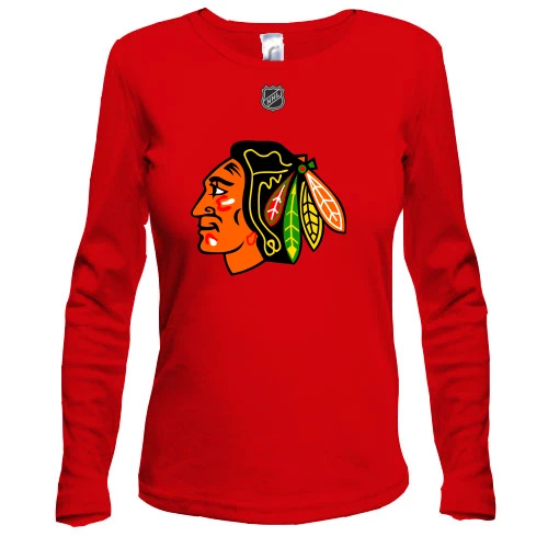 Женский лонгслив, Красный, Chicago Blackhawks