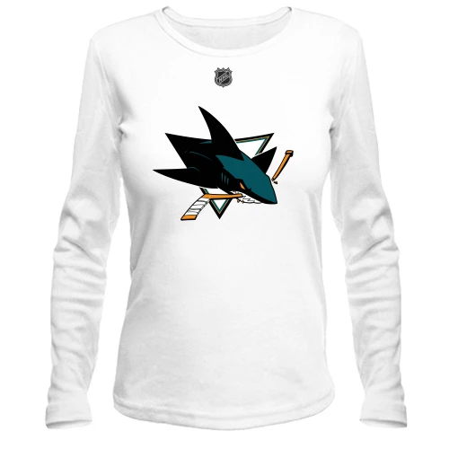 Женский лонгслив, белый, San Jose Sharks