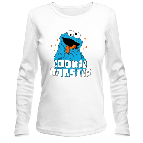 Женский лонгслив Cookie monster ест печеньку