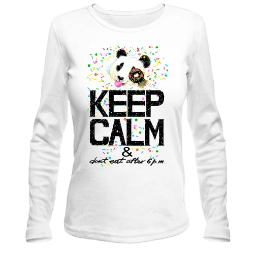 Женский лонгслив Keep calm and don't eat after 6 pm с пандой
