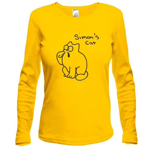 Женский лонгслив, Желтый, с Simon's cat