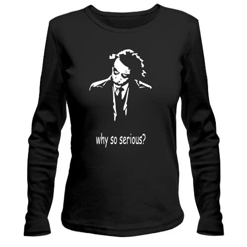 Женский лонгслив, черный, с Джокером и надписью «Why so serious?»