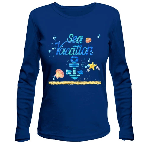 Женский лонгслив, синий, Sea vacation