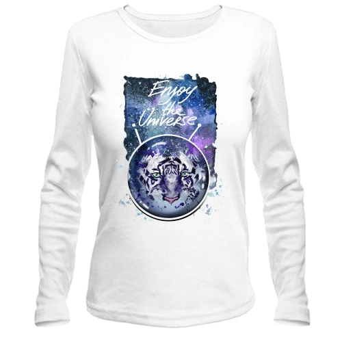 Жіночий лонгслів з тигром "Enjoy the universe"