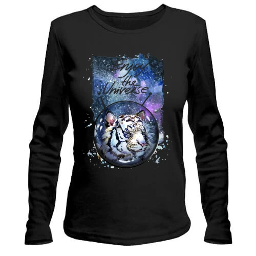 Жіночий лонгслів з тигром "Enjoy the universe" (1)