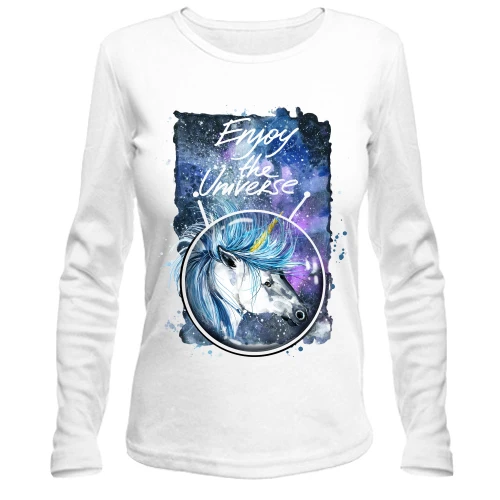 Жіночий лонгслів з єдинорогом "Enjoy the universe"