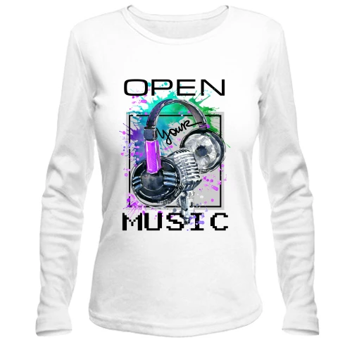 Жіночий лонгслів з навушниками Open your music