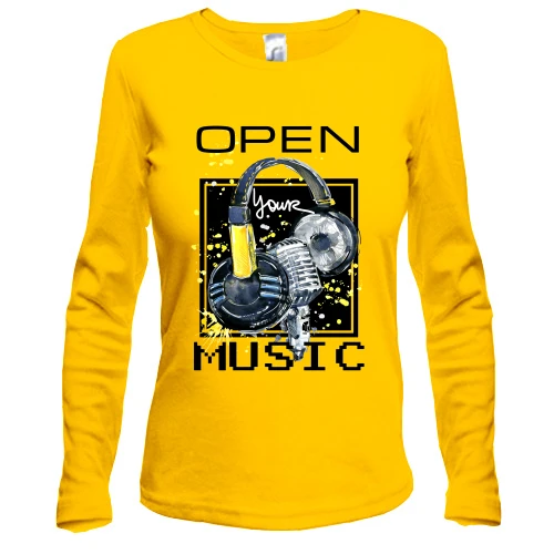 Жіночий лонгслів з навушниками Open your music (1)