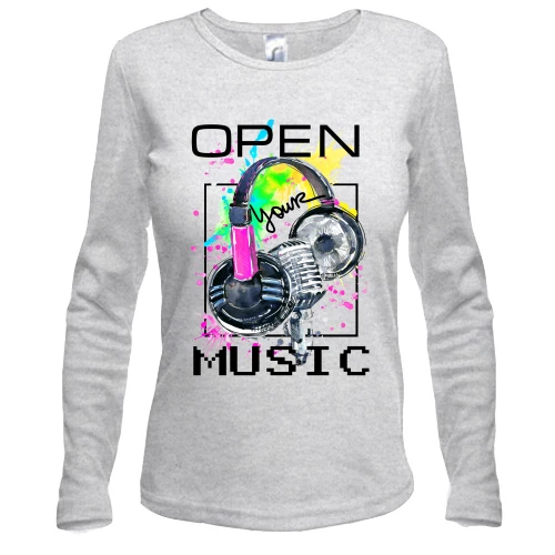 Жіночий лонгслів з навушниками Open your music (2)